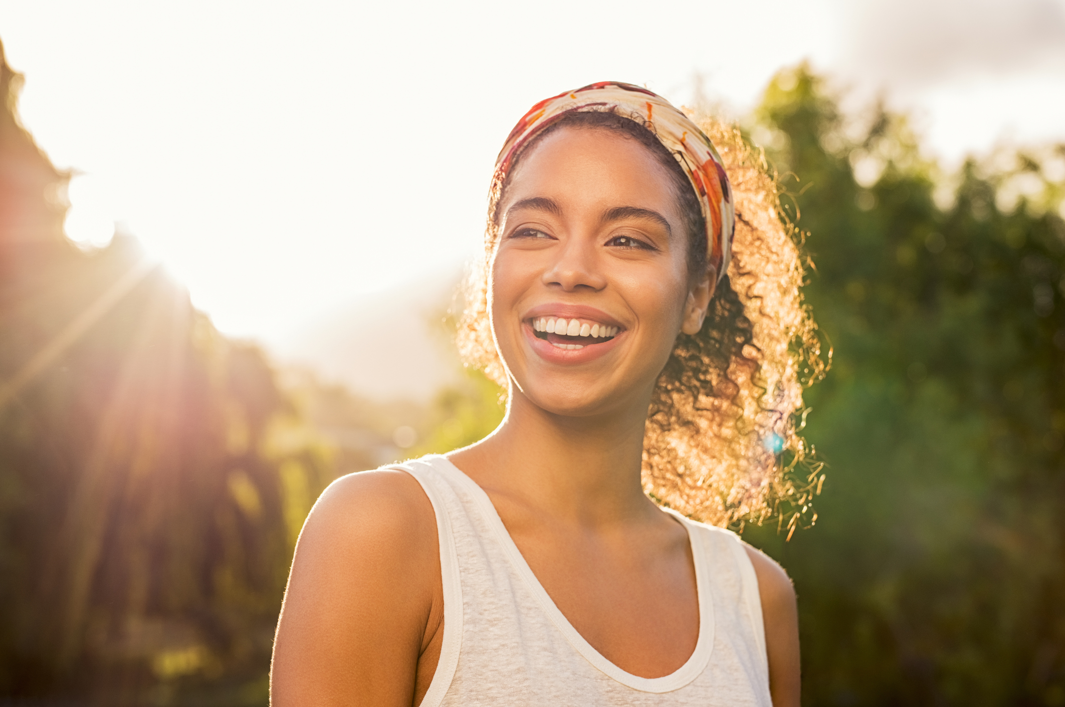 happy woman outside