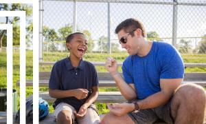 Mitch and Kaeden play rock, paper, scissors